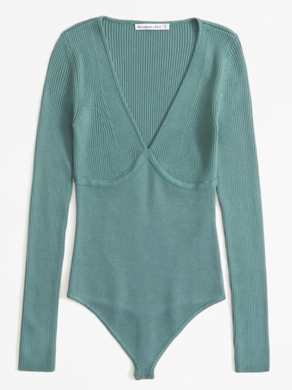 Abercrombie & Fitch Ribbed Sweater Bodysuit in Teal